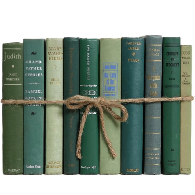 Booth & Williams Decorative Books - Vintage Boxwood Book Bundle - 1 Foot of Green Books For Sale - Image 4 of 4
