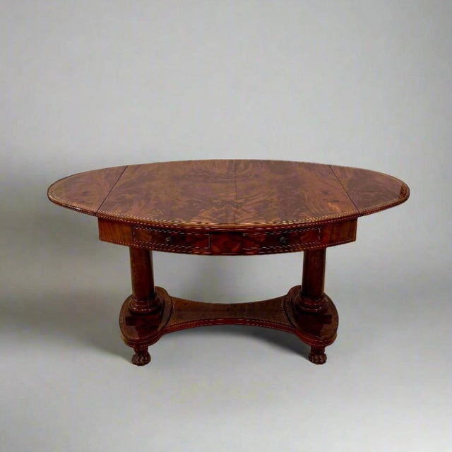 Early 19th Century Biedermeier Period Oval Library Table desk Germany For Sale In New York - Image 6 of 18