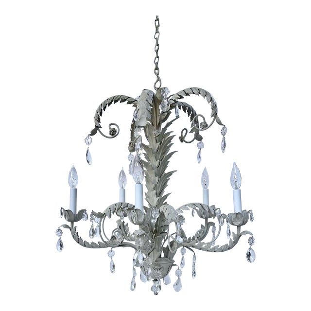 Vintage Gray 5-Light Hollywood Regency Palm Tree Chandelier Attributed to Hans Kogl For Sale