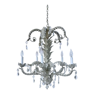 Vintage Gray 5-Light Hollywood Regency Palm Tree Chandelier Attributed to Hans Kogl