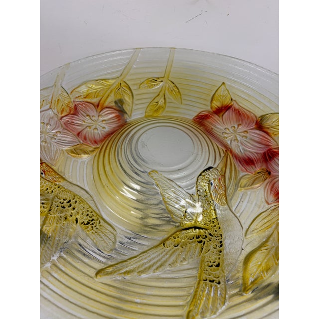Glass Hummingbird Birdbath With Metal Stand For Sale - Image 11 of 12