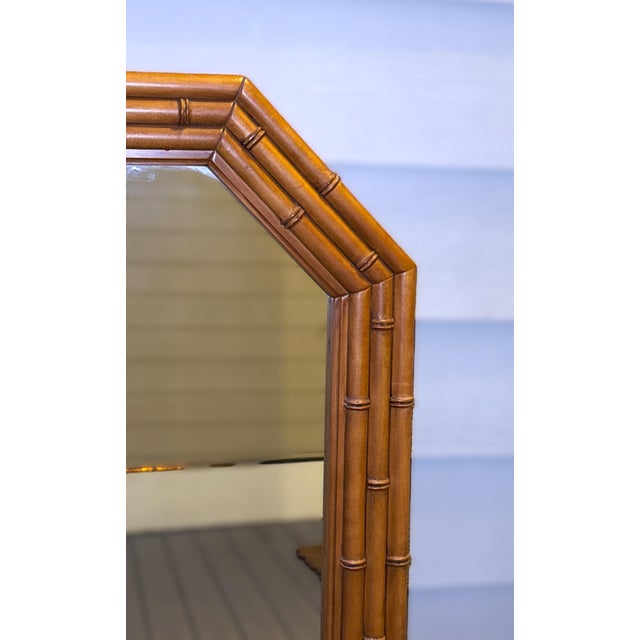 Vintage Faux Bamboo Octagonal Mirrors — 48” Tall Pair, Attributed to Thomasville For Sale - Image 12 of 13
