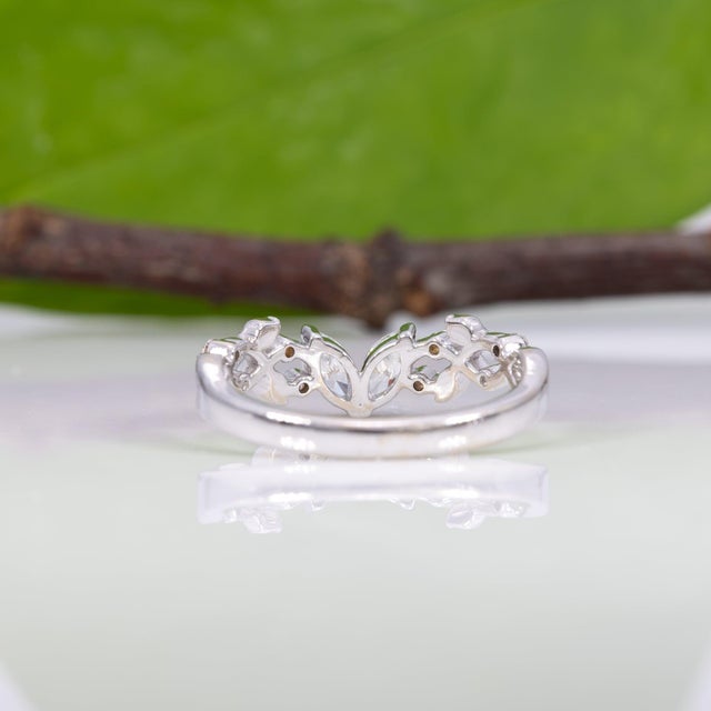 Diamond Band With Earth-Mined Diamonds in Solid 14k Gold, Marquise Cut For Sale - Image 10 of 11