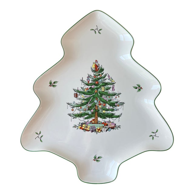 1990s Spode Christmas Tree Shaped Platter Chairish