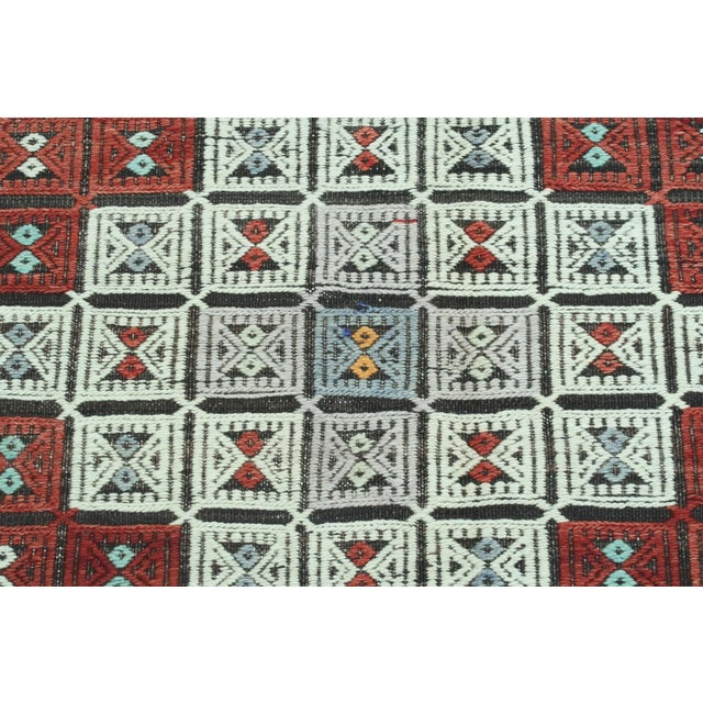 Vintage Oushak Nomad's Kilim Embroidered Rug For Sale - Image 9 of 13