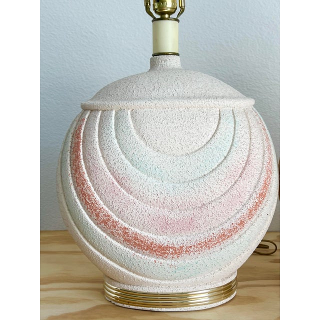 Vintage Art Deco Style Lamp in Rainbow Muted Hues - a Pair For Sale - Image 9 of 12