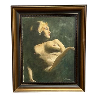 Erix, Nude Female Study, Oil Painting on Panel, Framed For Sale