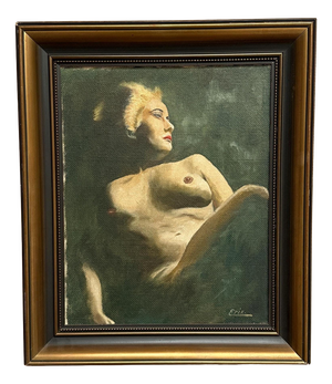 Erix, Nude Female Study, Oil Painting on Panel, Framed