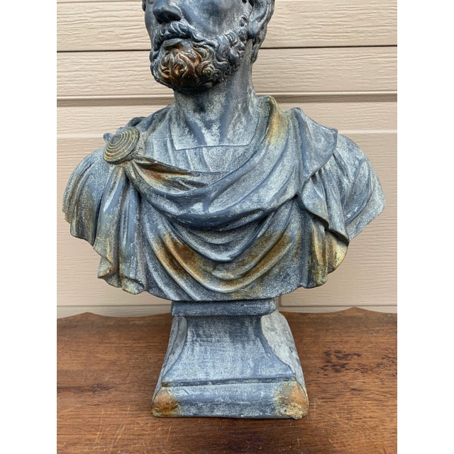 Late 20th Century Vintage Classical Plaster Male Bust Sculpture of Roman Emperor Antoninus Pius For Sale - Image 5 of 9
