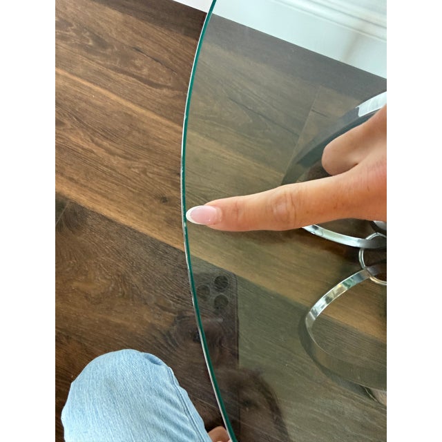 Metal Vintage Attributed to Milo Baughman Sculptural Chrome & Glass End Table For Sale - Image 7 of 11