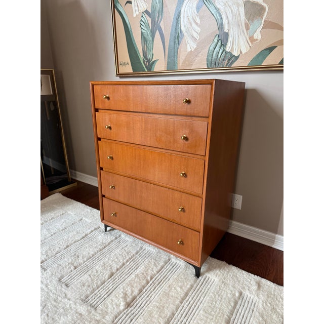Beautiful wood dresser made by Rockford in Illinois. The dresser has been modernized with brass tone pulls and black metal...