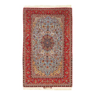 Pasargad DC Fine Hand Knotted Persian Silk & Wool Rug For Sale