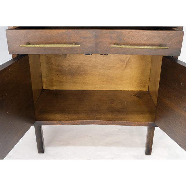 Pair of Walnut Solid Brass Pulls Mid-Century Modern Nightstands Cabinets MINT! For Sale - Image 6 of 13
