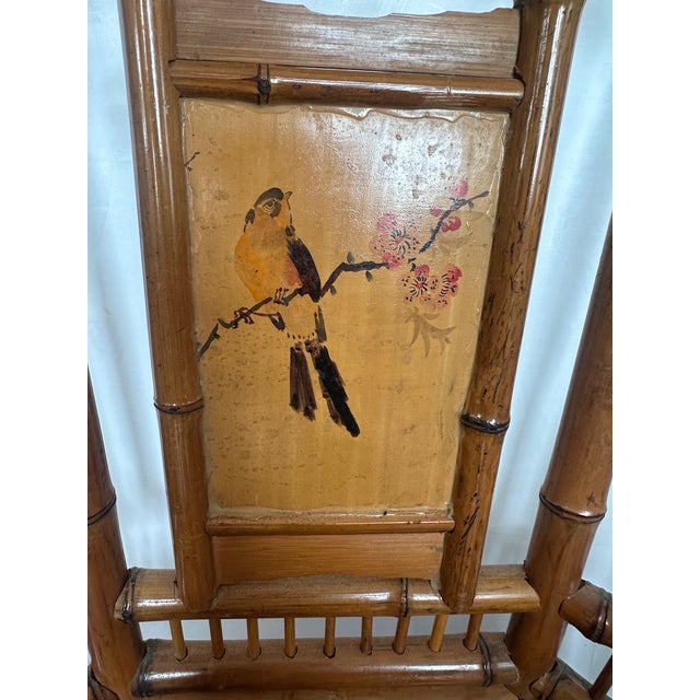 1970s Rattan & Bamboo Armchairs With Bird Decoration -a Pair For Sale - Image 5 of 10