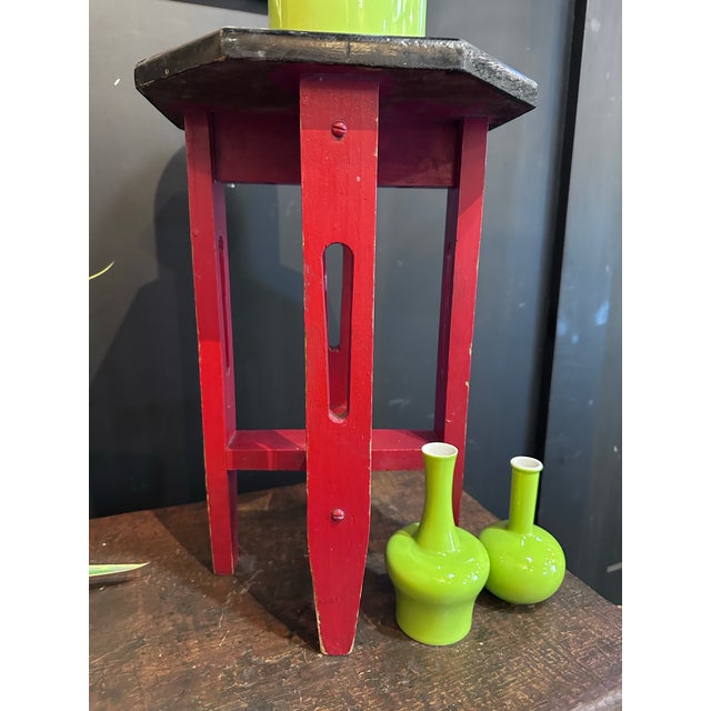 1910s Red and Black Octagon Table For Sale - Image 9 of 10