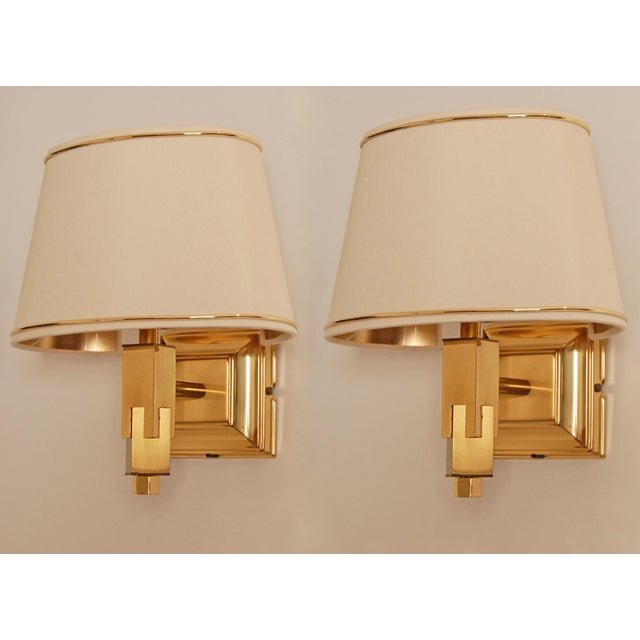 Metal Art Deco Skyskraper Wall Lamps Mid Century Modern French Vintage Lamps - A Pair For Sale - Image 7 of 12