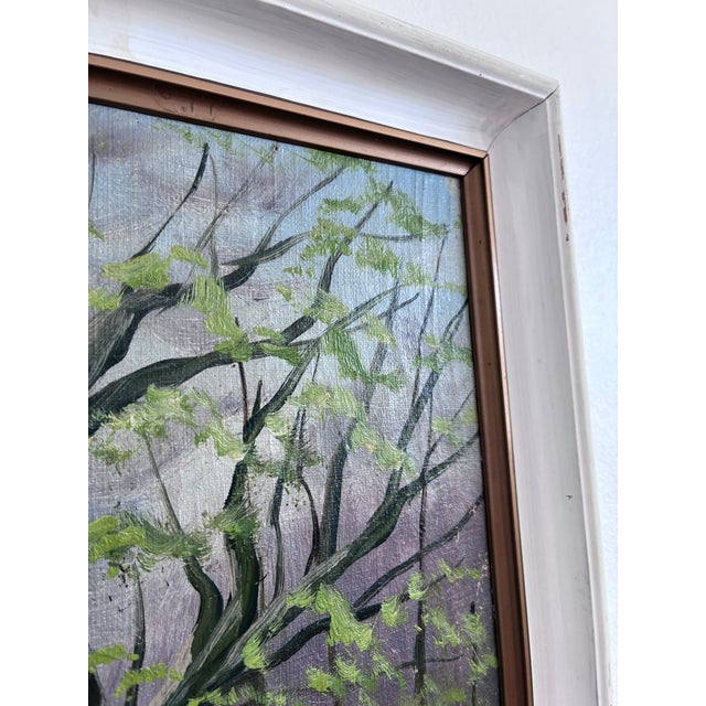 Textile Vintage Original Forest Landscape Oil Painting, Circa 1960s For Sale - Image 7 of 13