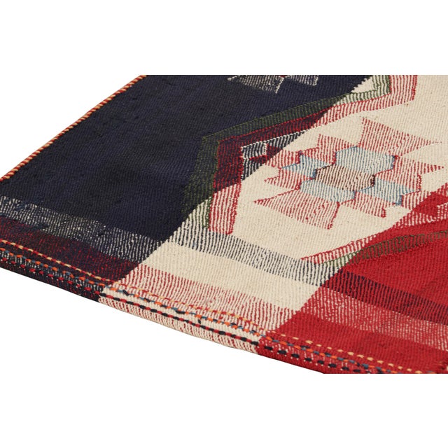 Vintage Qashqai Jajim Persian Kilim in Red, White & Blue by Rug & Kilim For Sale In New York - Image 6 of 7