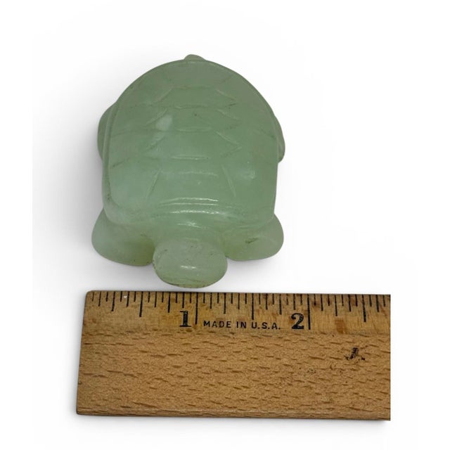 Jade Vintage Hand Carved Light Green Nephrite Jade Turtle Tortoise Figurine Red Box For Sale - Image 8 of 12