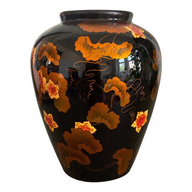 Vintage Dotasco Japanese Lacquer Vase For Sale