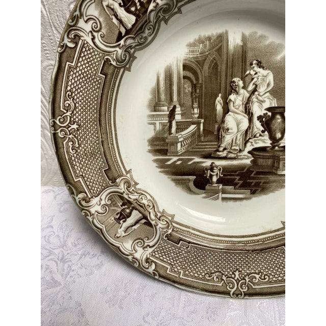 Mid 19th Century Circa 1850 Podmore Walker Staffordshire Brown Transferware Minerva Serving Bowl For Sale - Image 5 of 10