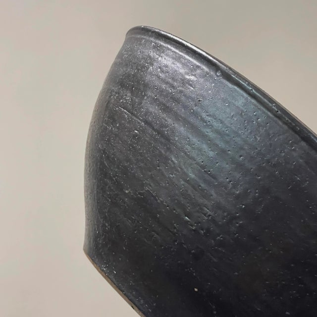 Ceramic Vintage Large Studio Art Minimalist Shino Glazed Stoneware Bowl, Signed For Sale - Image 7 of 8