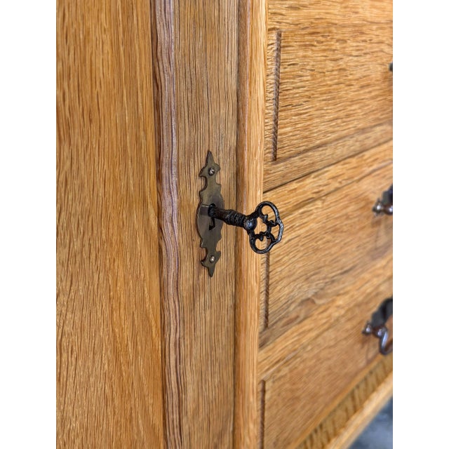 1970s Oak Low Sideboard Credenza With Four Drawers and Two Doors Danish Mid-Century Modern 1970s For Sale - Image 5 of 12