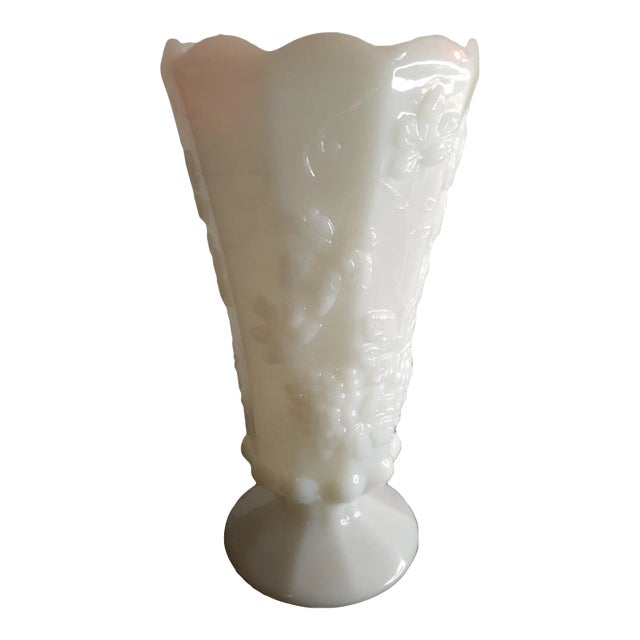 1950s Westmoreland Milk Glass Pedestal Grape Vase For Sale