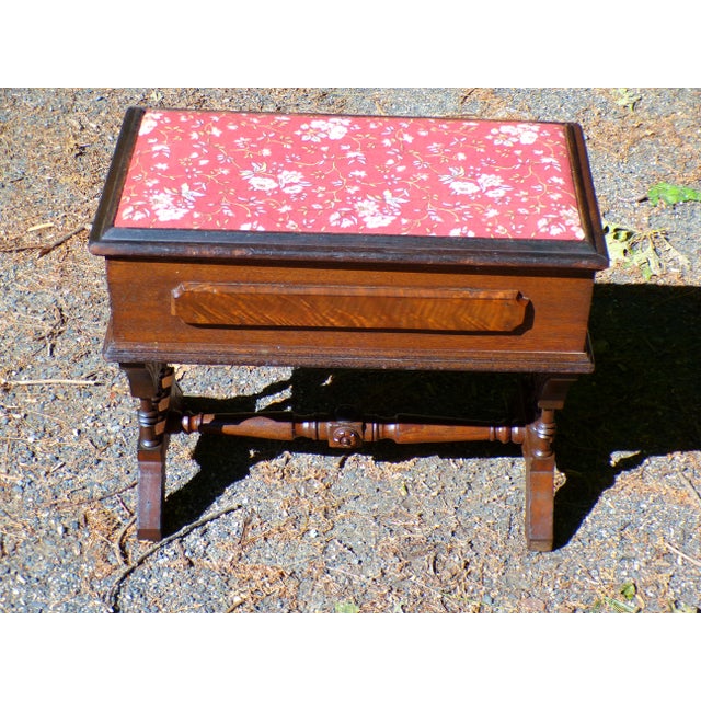 Victorian Antique Victorian Slipper Bench Solid Walnut Sewing Stool For Sale - Image 3 of 14