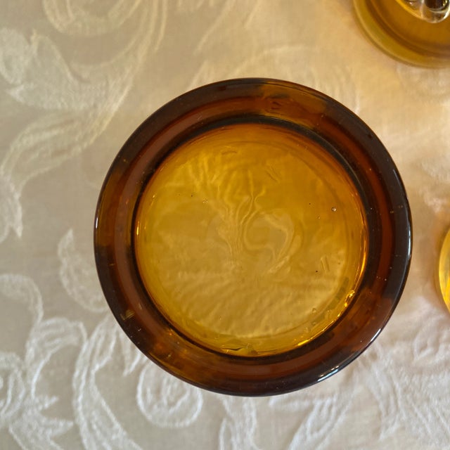 Glass Italian Art Deco Festival Amber Cocktail Glasses With Prunts, a Set of 6 For Sale - Image 7 of 8