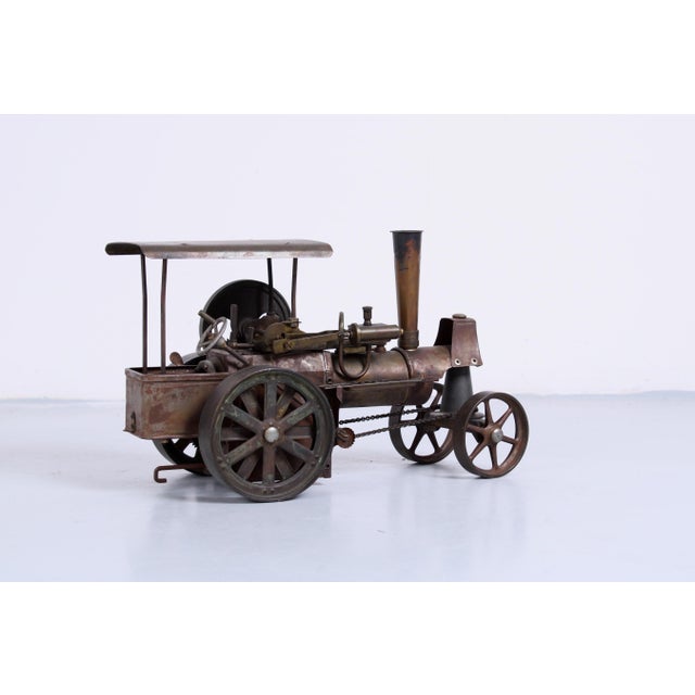 1970s Industrial Revolution Style Brass Steam Engine Tractor attributed to Wilesco, 1970s For Sale - Image 5 of 15
