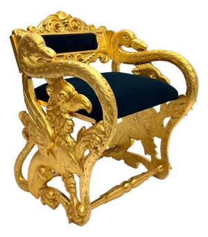 Antique Federal Style Carved Gilt Swan and Eagle Carousel Mohair Bench