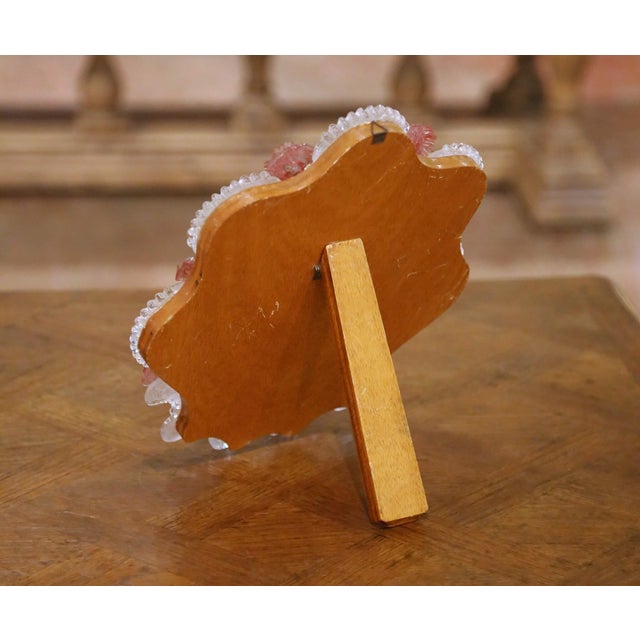 Pink Mid-Century Italian Murano Glass Vanity Mirror With Pink Flowers For Sale - Image 8 of 8