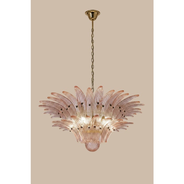 Mid-Century Modern Amber Palmette Murano Chandelier, 58 Elements Murano Shutters - a Pair For Sale - Image 3 of 5