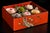 Japanese Antique Red Lacquered Snack Keepsake Box Hand Painted 2-Tier For Sale - Image 4 of 17