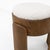 Elegant pair of Art Deco style stools featuring sculptural ash wood frames with a warm honey-toned finish. Each stool is...