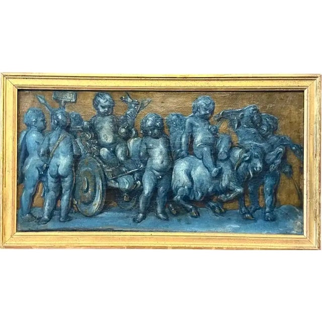 Three Early 19th Century Italian Grisaille Paintings of Putti For Sale - Image 4 of 8