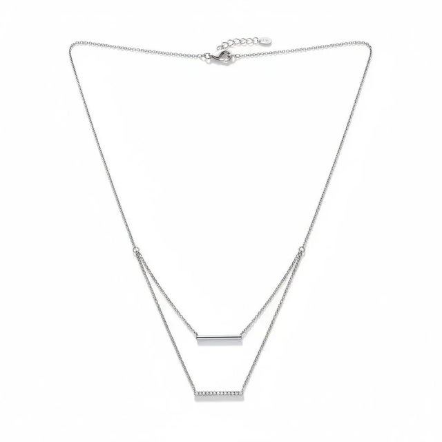 Gold 1990s 14k Yellow White Gold Delicate Diamond Bar Layered Necklace For Sale - Image 8 of 9