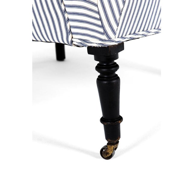 French Armchair in Princeton Ticking For Sale - Image 12 of 13