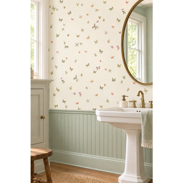 Not Yet Made - Made To Order Butterfly Grove Grasscloth Wallpaper by House Party | Vanilla Cream | 6 Yards For Sale - Image 5 of 11