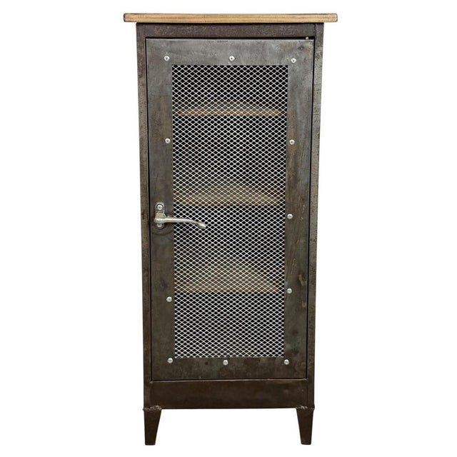 Industrial Iron Cabinet with Mesh Door, 1960s For Sale - Image 15 of 15