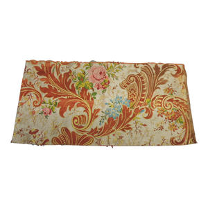 Antique Silk Orange and Green French Silk Brocade Textile Fragment