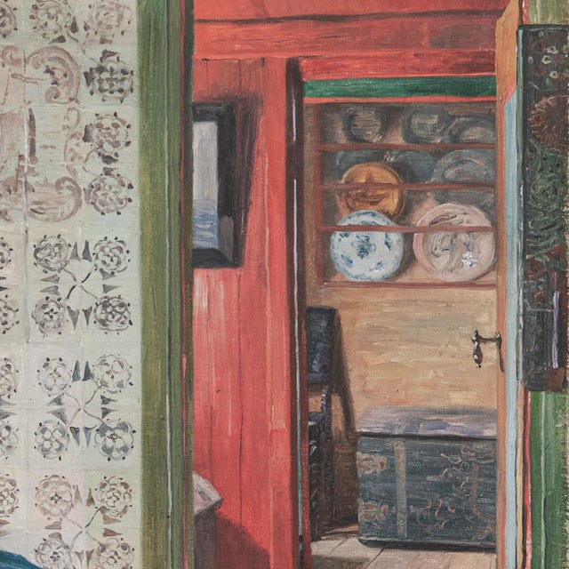 Textile 'A Quiet Afternoon' by Robert Panitzsch, 1920, Sunlit Danish Interior, Berlin Academy of Arts, Benezit For Sale - Image 7 of 11