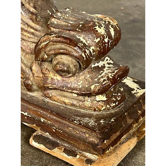 19th Century Distressed Gilt Wood Coffee Table With Dolphin Base For Sale - Image 9 of 16