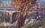 Washington Bridge by Delton Demarest | Oil Painting of a bridge with autumn trees nearby For Sale