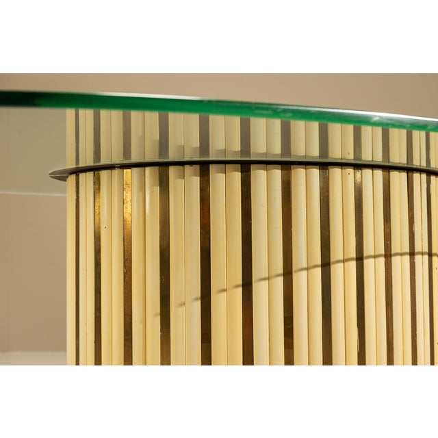 Vintage Oval Dining Table with Glass Top, Italy, 1970s For Sale - Image 11 of 12