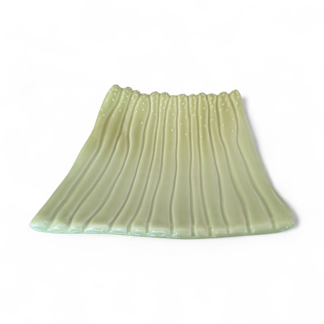 Green 1970s California Pottery Green Asparagus Bundle Ceramic Platter For Sale - Image 8 of 11