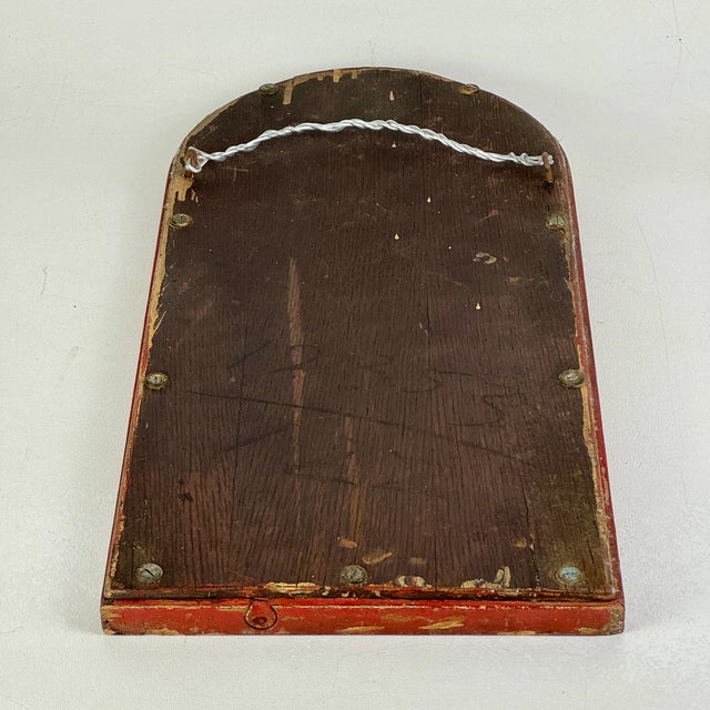 Antique Arched Top Wood Wall Mirror With Distressed Glass and Mini Painted Flowers For Sale - Image 9 of 9