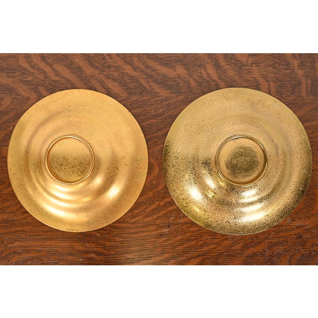 Bronze Tiffany Studios New York Bronze Doré Plates or Shallow Bowls, Pair For Sale - Image 8 of 11