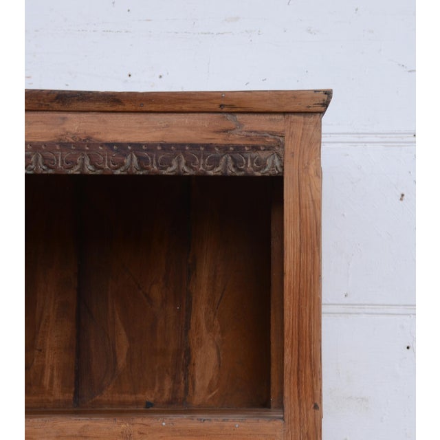 Wood Reclaimed Teak Wood Display Cabinet With Upper Open Shelf For Sale - Image 7 of 8